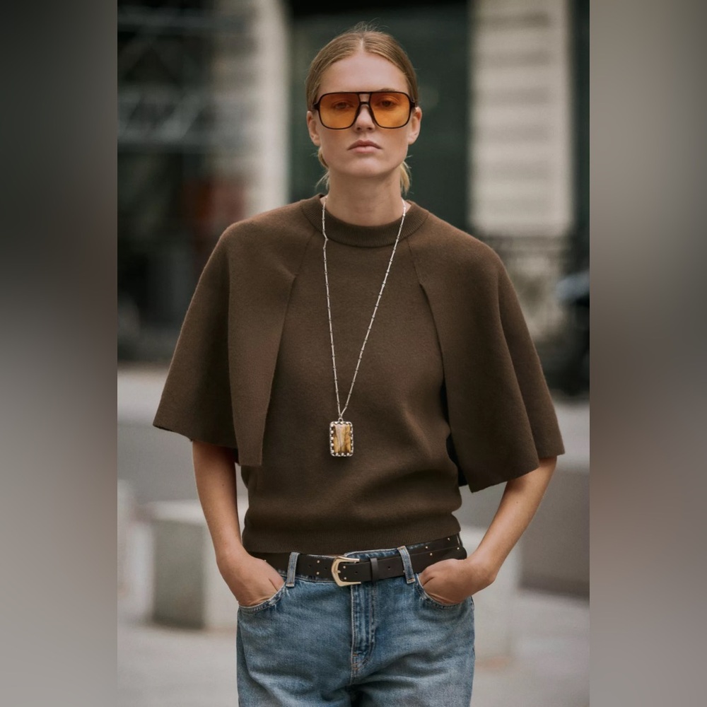 ZARA CAPE SLEEVE KNIT SWEATER